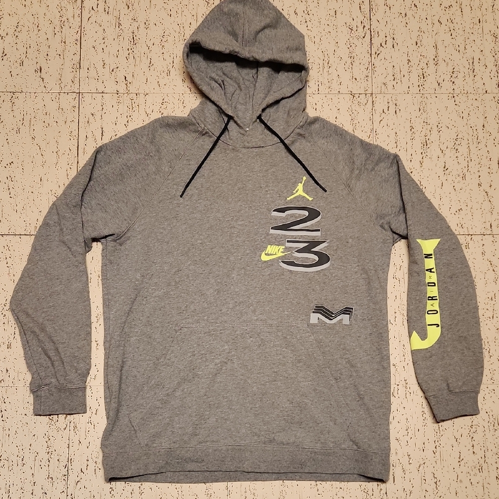 Air Jordan 23 Neon Full Graphic Spellout Pullover Hoodie Sweater Vintage Y2K
